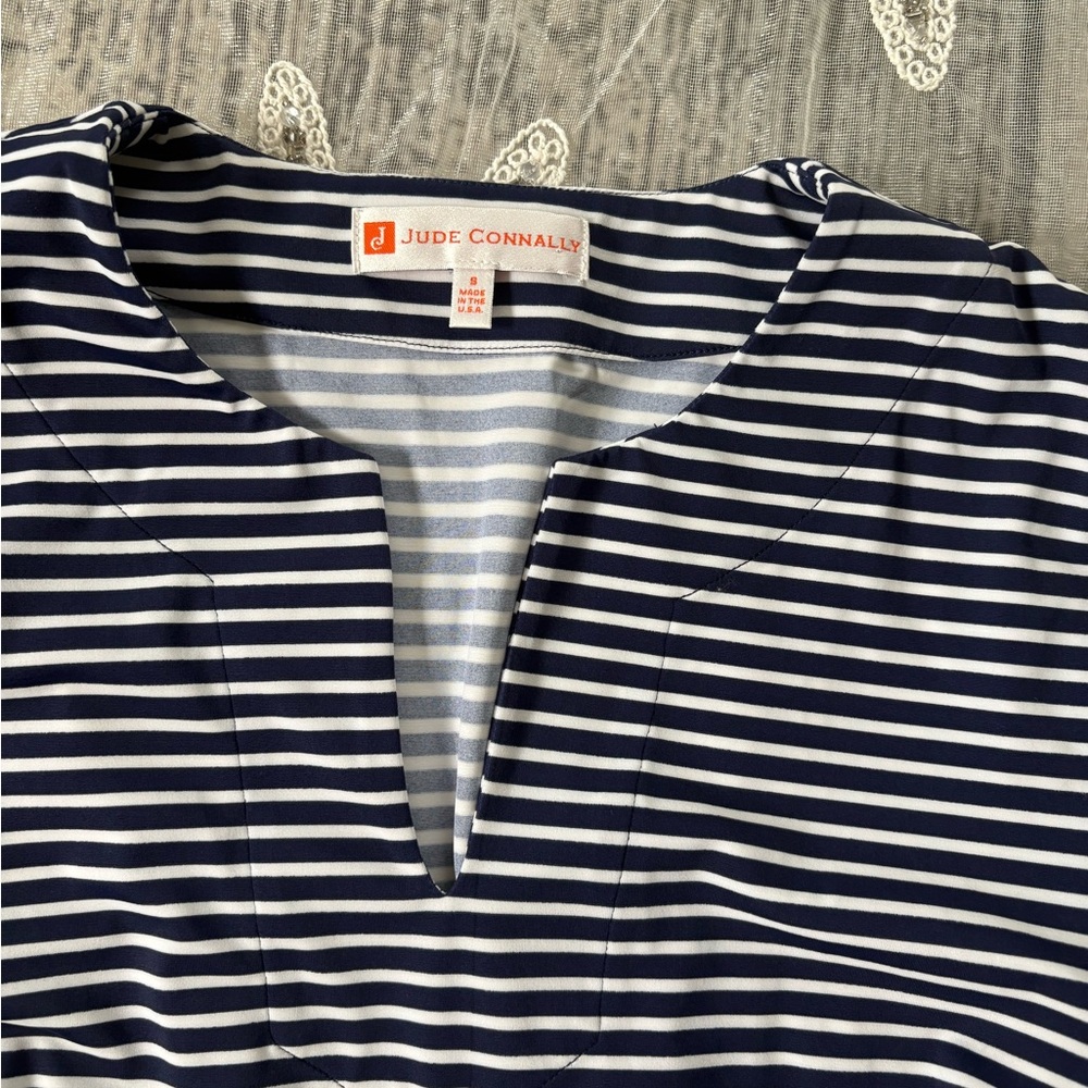 Jude Connally Navy and White Striped Top